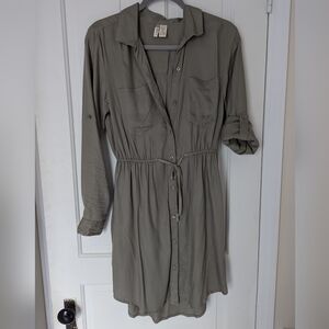 Olive green shirt dress, Japna